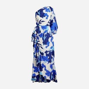 NWT J Crew Collection blue floral ruffle one sided dress